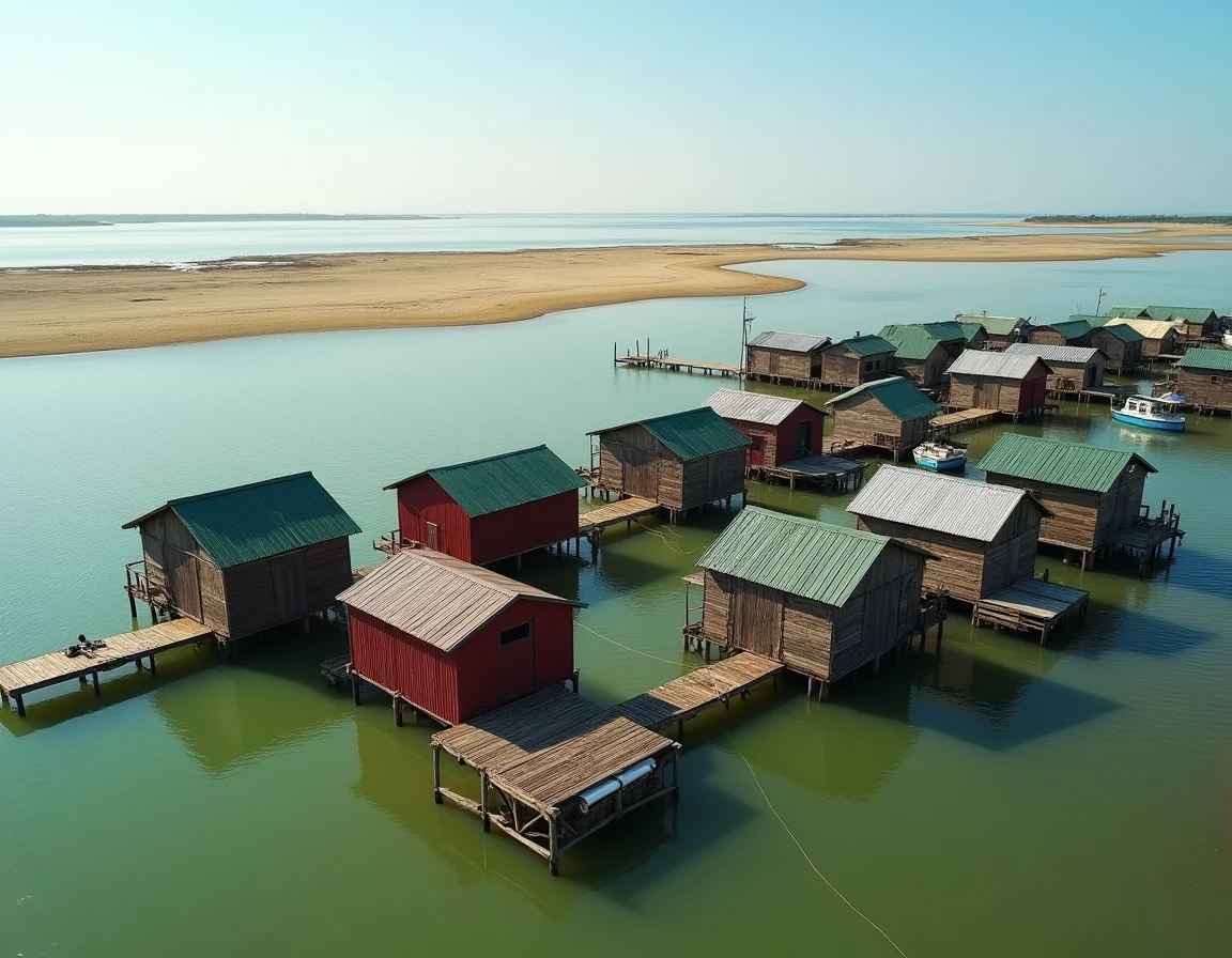 Vue panoramique d'un hameau ostréicole sur le bassin de Thau en Occitanie, cadre authentique utilisé pour le tournage de Demain Nous Appartient